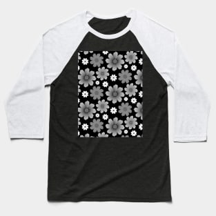 Black and white flower pattern Baseball T-Shirt